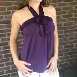 Ann Taylor Loft Purple Bow Sleeveless Halter Top